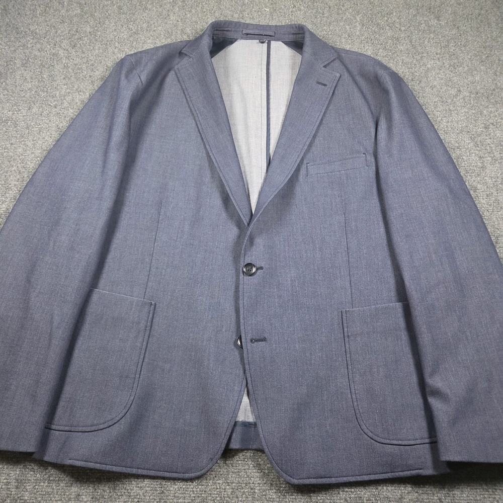 Jos A Bank Unstructured Blazer Sport Coat Men 52R Blue Patch Pockets Traveler
